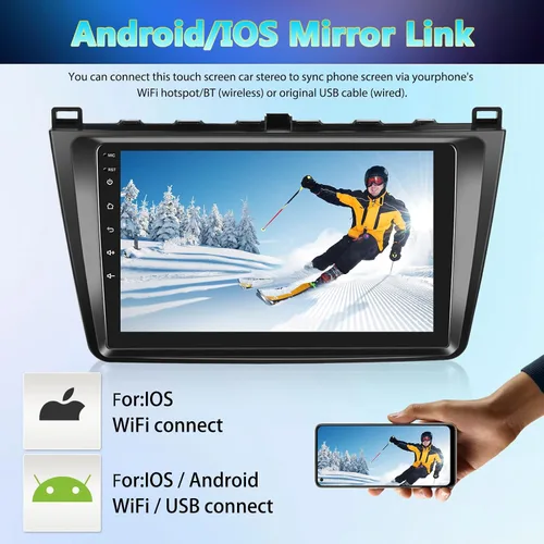 Vista 3 de [2+32GB] Android 13 Car Stereo para Mazda 6 2007-2012,9 pulgadas pantalla táctil coche radio Android unidad principal con enlace espejo navegación