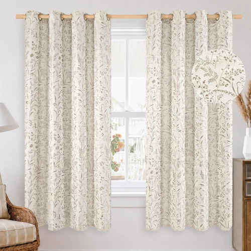 Vista 11 de BGment Cortinas de lino beige para dormitorio de 63 pulgadas de largo, cortinas de ventana con ojales y ojales para ventana de sala de estar, 2