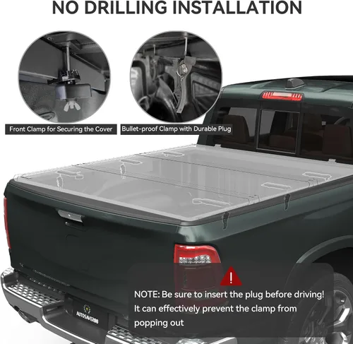 Vista 3 de Autosaver88 Cubierta tonneau de polímero reforzado con fibra para caja de camión, rígida, de tres pliegues, caja de 5.8 pies