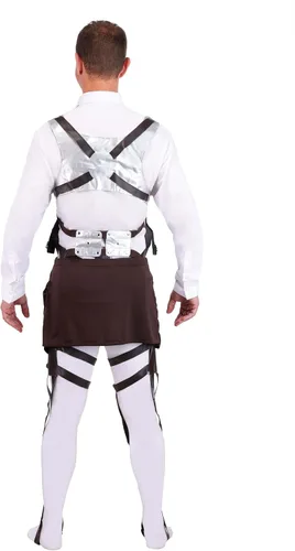 Vista 5 de Attack on Titan - Arnés para hombre, piel sintética, con hebillas de metal y bandas elásticas