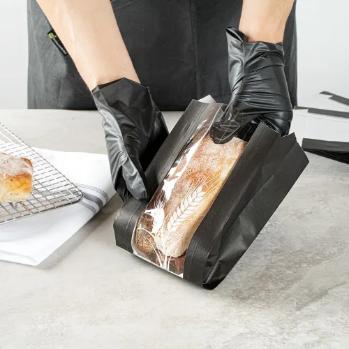 Vista 5 de Restaurantware Bag Tek - Bolsas de papel para pan de 4.5 x 2.5 x 8.5 pulgadas, 100 bolsas de papel de baguette a prueba de grasa, microperforadas