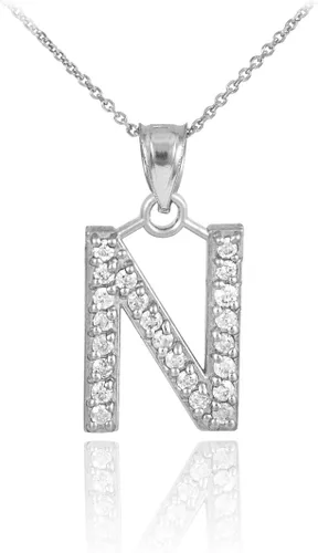 Vista 43 de Claddagh Gold . Collar con colgante de letra inicial de plata de ley 925 con circonita cúbica - Elección de tamaños