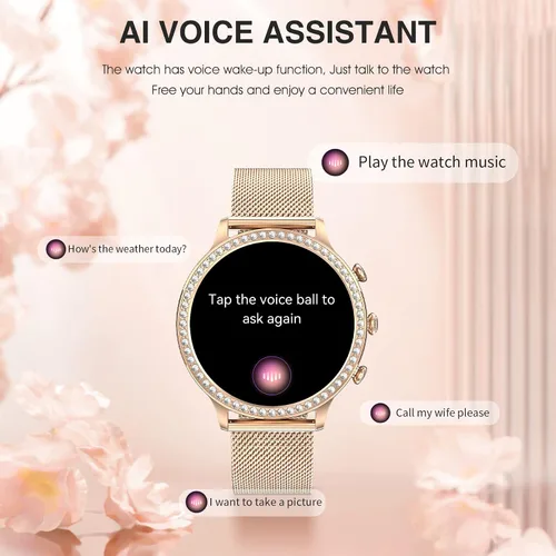 Vista 4 de Reloj inteligente para mujer (recepción de llamadas/marcación), reloj inteligente impermeable para teléfonos Android iOS con pantalla táctil HD