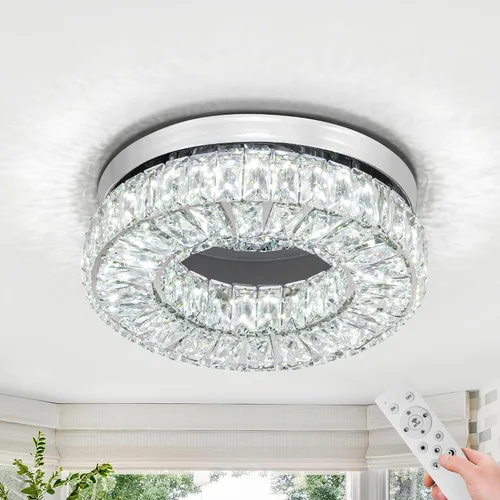 Vista 7 de Lámpara de techo de cristal de 10.2 pulgadas, mini candelabros rectangulares de 6500 K, luz de techo moderna de montaje empotrado, lámpara LED