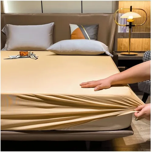 Vista 11 de Protector de colchón de satén impermeable para cama Super King con bolsillo profundo de hasta 11.81 pulgadas, tamaño Queen, King, Super King Azul