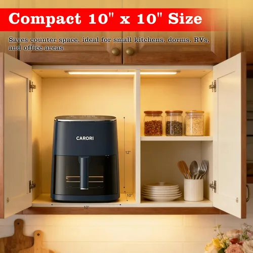 Vista 7 de CARORI Freidora de aire de 6 cuartos con ventana de visión, 12 preajustados, gran capacidad, 400 ℉ máximo crujiente, 1700 W comidas rápidas incluso