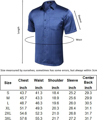 Vista 5 de COOFANDY Camisas de vestir de seda de manga corta para hombre, camisas casuales de satén con botones y bolsillo, para fiesta, graduación, boda