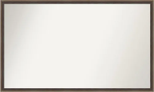 Vista 120 de Amanti Art Brown Bathroom Mirror for Over Sink, 21x33 Custom Made Hardwood Wedge Mocha Rectangle Vanity Mirror, Large Modern Wood Frame, Hangs