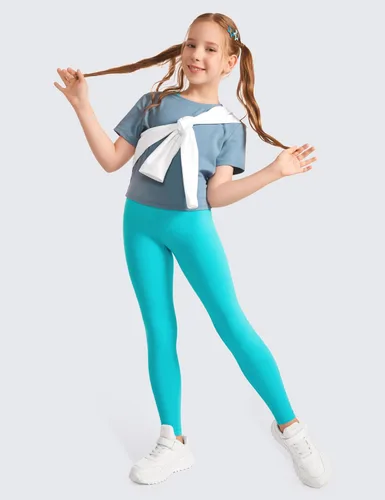 Vista 2 de CRZ YOGA Butterluxe - Leggings deportivos de longitud completa para niñas, pantalones de cintura alta para niños, pantalones de descanso para niñas