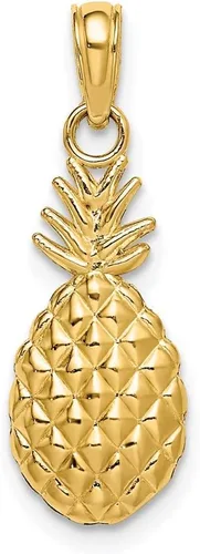 Vista 6 de IceCarats 14K Yellow Gold Hawaiian Pineapple Necklace Tropical Fruit Pendant Summer Beach Charm