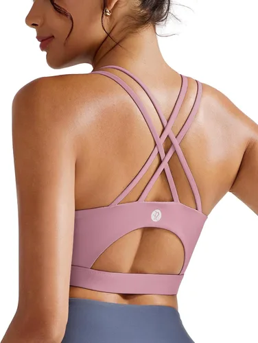 Vista 191 de Brasieres deportivos para mujer, con relleno, tipo camiseta sin mangas, sexis, con espalda cruzada, de alto impacto, largos, ideales para practicar