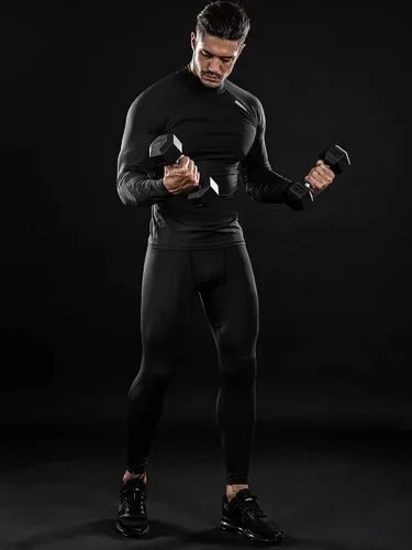 Vista 4 de DRSKIN Men's Compression Shirts Top Long Sleeve Baselayer Sports Running Workout Athletic Gym
