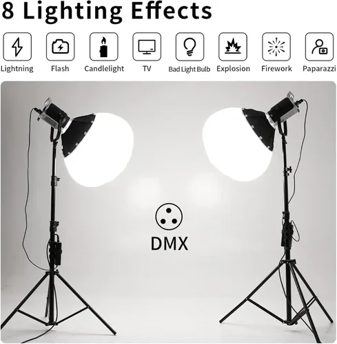 Vista 4 de GVM - Luz de video LED de 200 W con linterna Softbox, SD200D Kit de iluminación de estudio de fotografía con control Bluetooth/DMX, 93000lux@1.6 ft