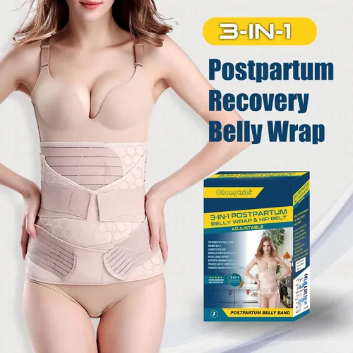 Vista 2 de Banda para el vientre posparto 3 en 1, envoltura de recuperación posparto, soporte posparto, faja para después del parto, fajas adelgazantes, faja