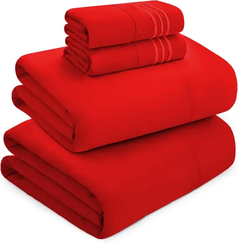 Vista 35 de Mocassi Juego de sábanas de lujo de 4 piezas, calidad prémium de hotel de 1800 hilos, ajuste fácil, sábanas y fundas de almohada resistentes a
