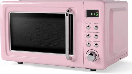 Vista 10 de Moccha Retro - Horno microondas para encimera, pantalla LED, 0.7 pies Crema