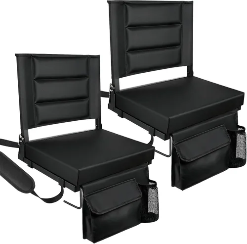 Vista 9 de Stadium Seats with Back Support,Bleacher Chairs with Cushion, Portable Folding Stadium Chair with Removable Cushion and Large Pocket for School