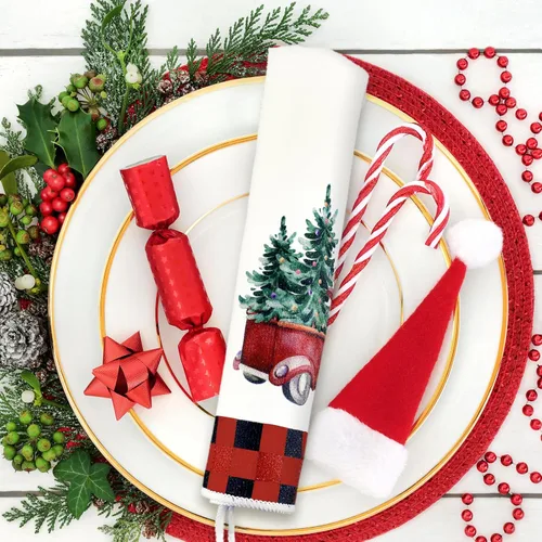 Vista 2 de Bencailor Juego de 4 toallas de cocina navideñas decorativas para platos de té, toallas de mano para baño de Navidad, 15.75 x 23.62 pulgadas