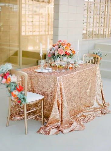 Vista 7 de ShinyBeauty - Mantel rectangular de lentejuelas (60” x 102”), diseño de bodas y fiestas de Navidad