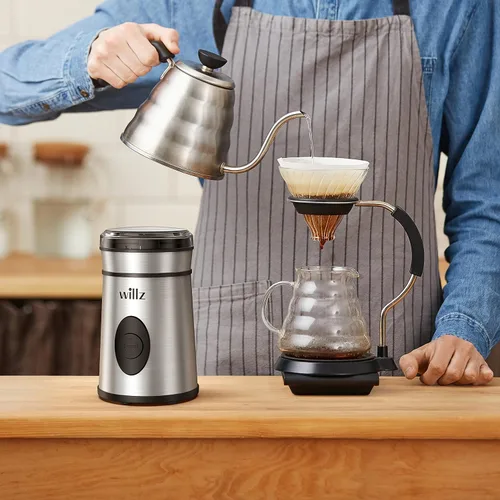 Vista 7 de Willz Molinillo de café eléctrico para granos de café, especias y hierbas con control de botón fácil de encendido/apagado, capacidad de molienda