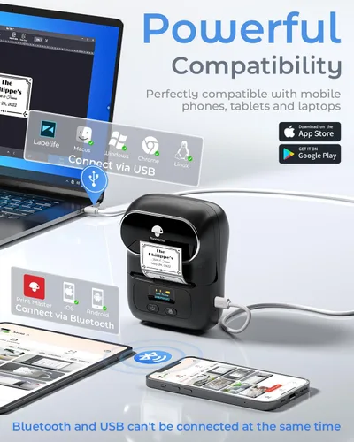 Vista 5 de Phomemo Etiquetadoras M110, impresora térmica portátil Bluetooth con Negro