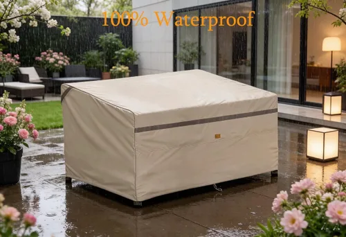 Vista 5 de Funda impermeable 600D para sofá biplaza de patio al aire libre, resistente a los rayos UV, fundas para muebles de patio, 2 plazas, 52 pulgadas
