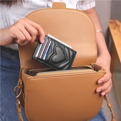 Vista 6 de Cartera acolchada de cuero con bloqueo RFID