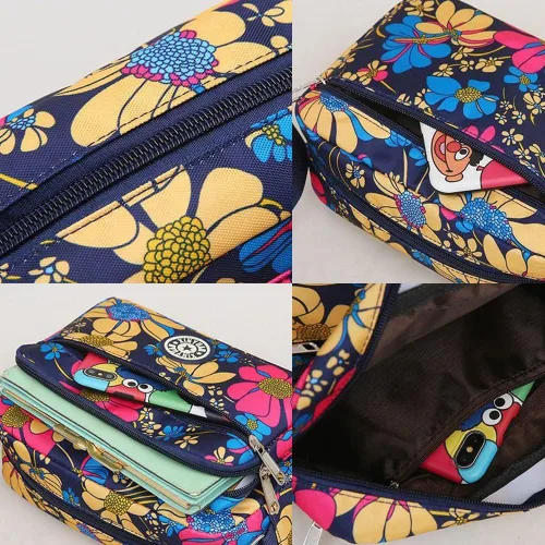 Vista 3 de HODMEXI Bolso cruzado impreso de nailon para mujer, bolsa de bolsillo de viaje para mujer