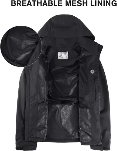 Vista 6 de CAMEL CROWN Chaqueta impermeable para hombre, cortavientos con capucha, para senderismo, escalada, viajes