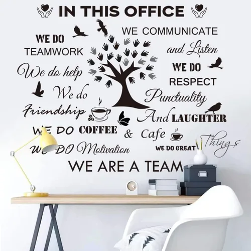 Vista 3 de Calcomanías de Pared con Citas Inspiradoras para Oficina - Adhesivos Motivacionales de Trabajo en Equipo, Letras Positivas y Palabras Espirituales