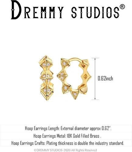 Vista 3 de Dremmy Studios arracadas de oro de 18quilates, dublé de oro, exquisitas, con borlas, abiertas, colgantes, con cruces, gotas, formas geométricas
