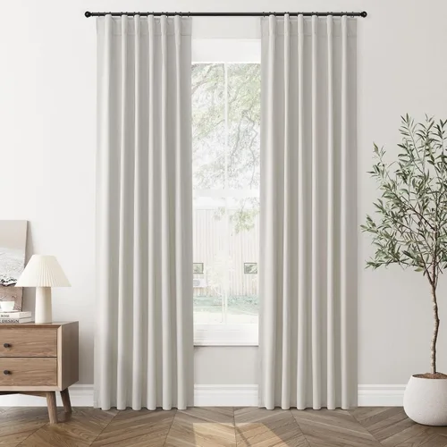 Vista 42 de Jowels Cortinas opacas de lino natural de 96 pulgadas de largo, 2 paneles