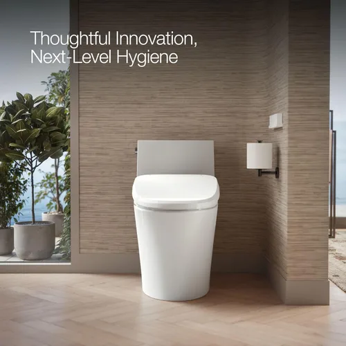 Vista 6 de Kohler PureWash E820 - Asiento de inodoro alargado con calefacción, blanco con control remoto, tapa de cierre silencioso, desodorización automática