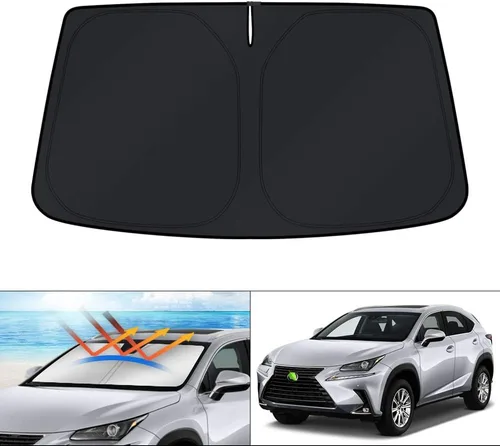 Vista 196 de KUST - Parasol plegable para parabrisas para BMW X1 E84, accesorios 2011 2012 2013 2014 2015, protector de visera de sol ajustable que bloquea