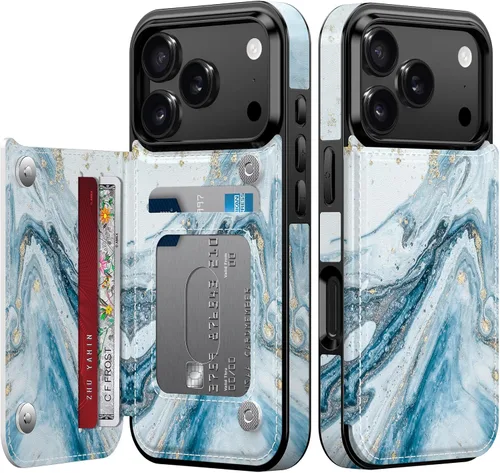 Vista 135 de LETO para iPhone 15 Pro Funda tipo cartera - Tapa tipo folio con patada - Diseños de moda - Tarjetero - Funda protectora para mujeres y niñas - 6.1