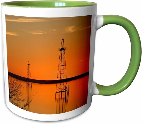Vista 12 de 3dRose Oil well derricks, Industry, Lake Arrowhead, Texas - US44 LDI0004 - Larry Ditto 15oz Two-Tone Black Mug
