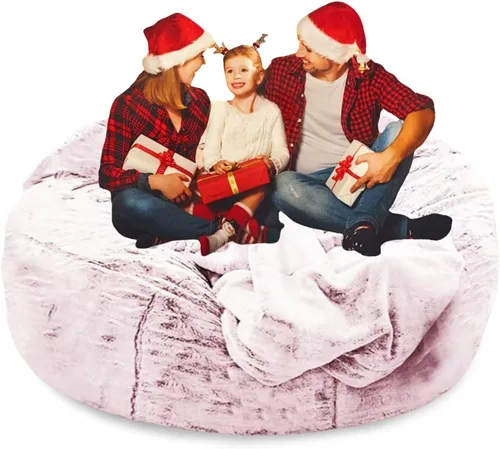 Vista 12 de Puf para adultos y niños sin relleno, sofá perezoso suave y redondo, funda de sofá de puf clásico, saco de amor para dormitorio, silla de lectura