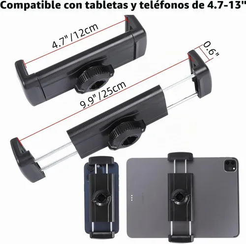 Vista 5 de Soporte para tableta de bicicleta giratoria para iPad, soporte de teléfono, soporte de manillar de bicicleta estática para cinta de correr