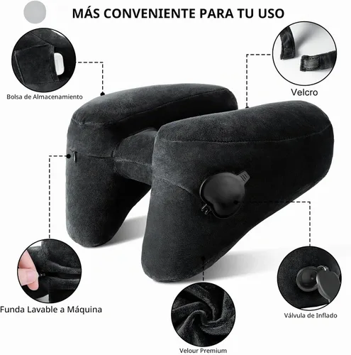 Vista 3 de Sunany Almohada cervical de viaje para almohada de avión que soporta cómodamente la cabeza, el cuello y la barbilla, almohada de viaje inflable