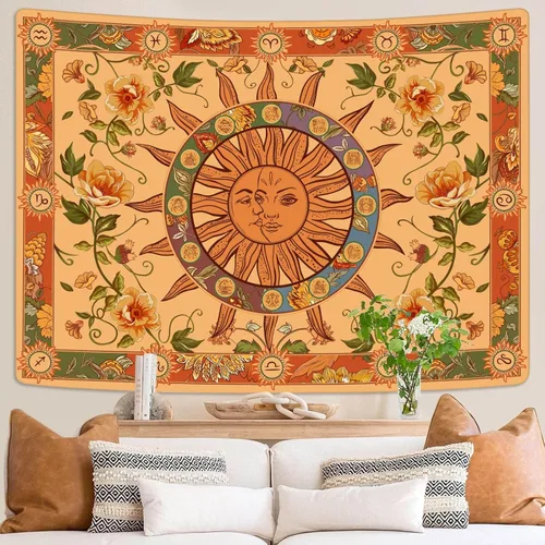 Vista 16 de Kanuyee Tapiz Floral de Luna Tapiz de Flores para Dormitorio Tapices Bohemios para Colgar en la Pared Estético para Dormitorio y Sala de Estar Luna