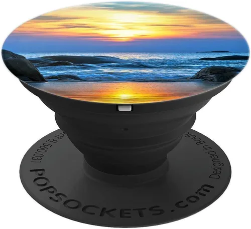 Vista 4 de Sunset Sunrise Sundown Sea Ocean Stone Beach Vacation - PopSockets Grip and Stand for Phones and Tablets