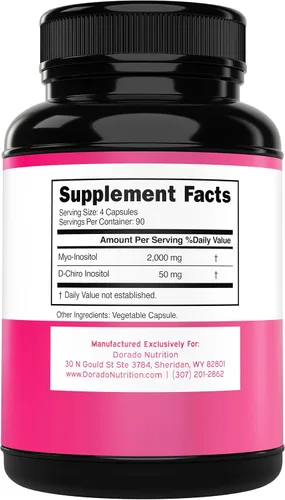 Vista 2 de Suplemento de Myo-Inositol y D-Chiro Inositol para Mujeres (360 Cápsulas, 2050mg por Porción, Relación Ideal 40:1 de Myo Inositol) Equilibrio