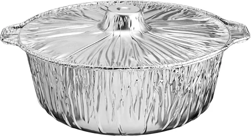 Vista 5 de Macetas desechables de aluminio con tapas, grandes, 5.5 cuartos de galón, paquete de 1 maceta desechable de aluminio