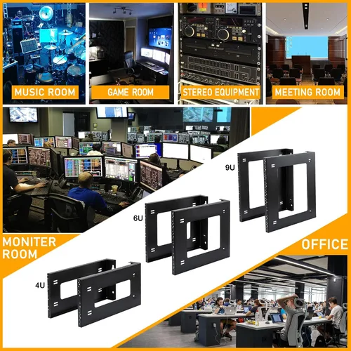 Vista 5 de RIVECO Rack de marco abierto 4U para montaje en pared y soporte de escritorio, no requiere montaje, rack de servidor para equipos de red y datos AV