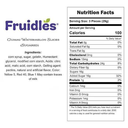 Vista 2 de Fruidles Gomitas de sandía en rodajas de caramelo, deliciosas gomitas con sabor a frutas recubiertas de azúcar (1 libra)
