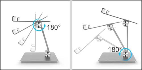 Vista 4 de Tissting Soporte ajustable para tableta, soporte para tableta de aleación de aluminio, plegable, antideslizante, soporte de escritorio, portátil