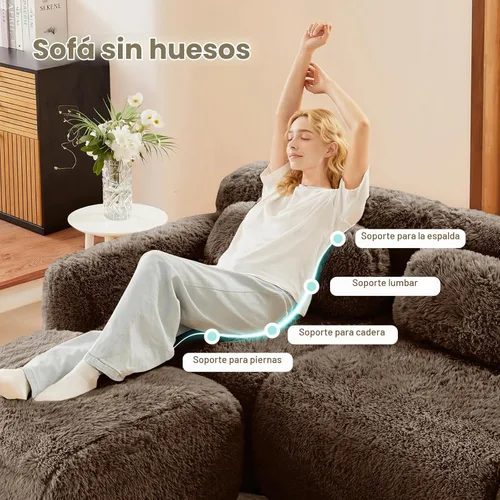 Vista 5 de Sofás seccional modular de 80" modernos sin huesos para sala de estar, sofá de 2 plazas con asiento profundo y compresión, sin necesidad