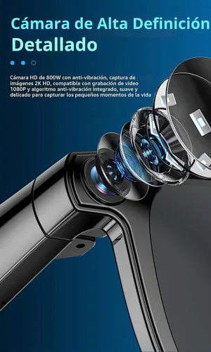 Vista 4 de Lentes inteligentes Bluetooth AI con cámara de 8 MP para hombres y mujeres, traducción en tiempo real, negro, asistente de voz AI integrado, control