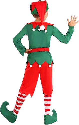 Vista 4 de Disfraz de elfo de Papá Noel para niños