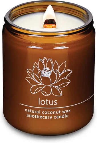 Vista 32 de Vela de mecha de madera agrietada Hemlock Park hecha a mano con cera de coco natural (grande de 16 oz, ámbar) Coconut Apricot Wax Crackling Wood